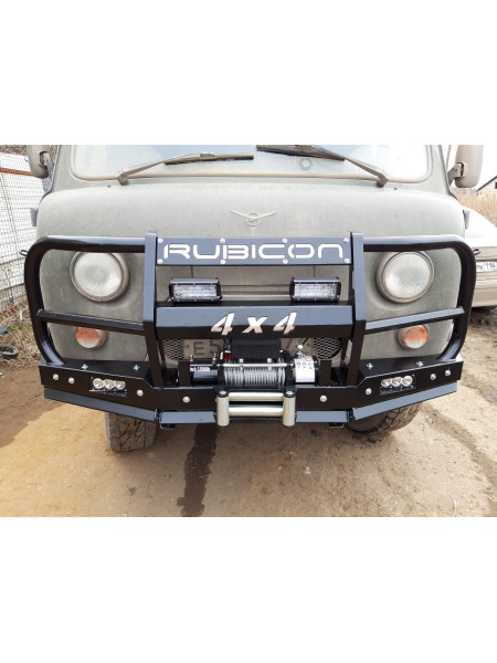 Силовой передний бампер RUBICON-5 с увеличенным кенгурином на УАЗ-452, 3303, 39094