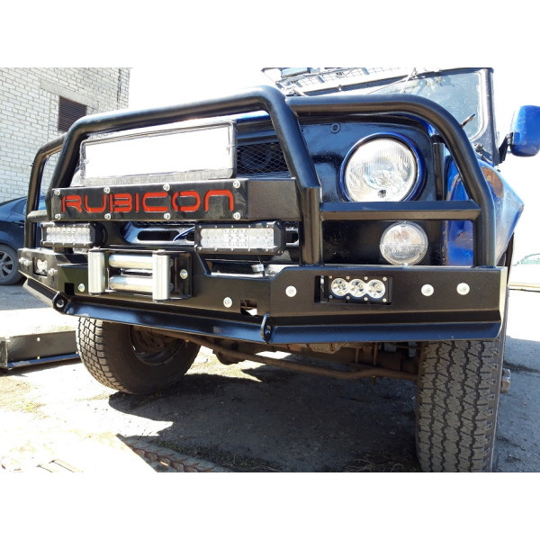 Силовой передний бампер RUBICON-5 с увеличенным трубным кенгуриномна УАЗ-469, Хантер, Барс