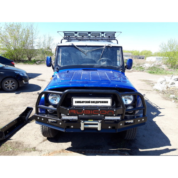 Силовой передний бампер RUBICON-5 с увеличенным трубным кенгуриномна УАЗ-469, Хантер, Барс