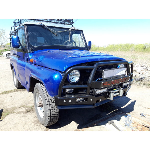 Силовой передний бампер RUBICON-5 с увеличенным трубным кенгуриномна УАЗ-469, Хантер, Барс