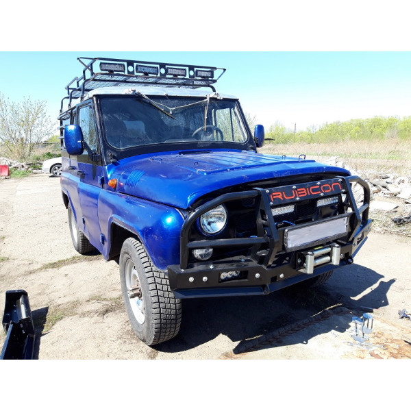 Силовой передний бампер RUBICON-4 с увеличенным кенгурином на УАЗ-469, Хантер, Барс