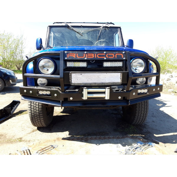 Силовой передний бампер RUBICON-4 с увеличенным кенгурином на УАЗ-469, Хантер, Барс