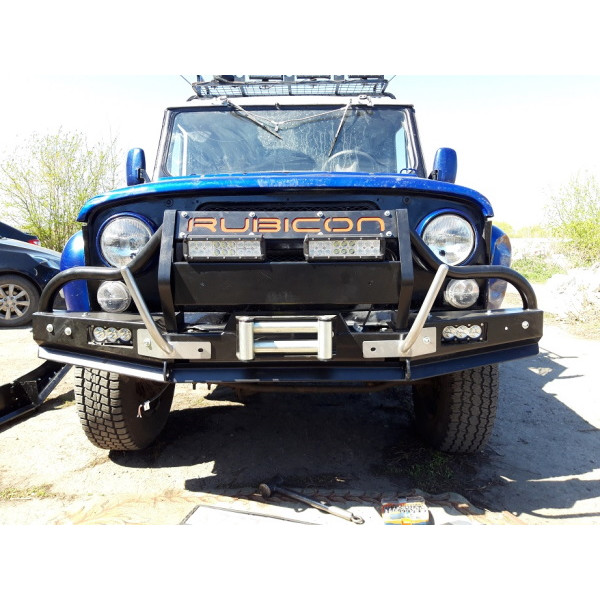 Силовой передний бампер RUBICON-2 с малым кенгурином на УАЗ-469, Хантер, Барс