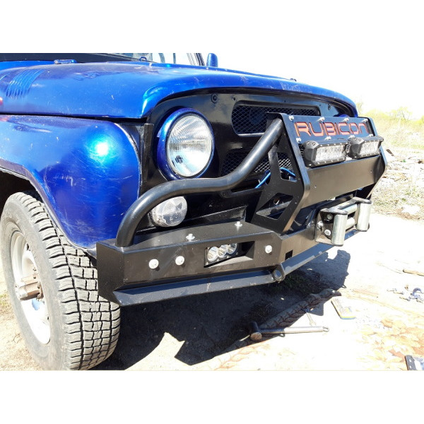 Силовой передний бампер RUBICON-2 с малым кенгурином на УАЗ-469, Хантер, Барс
