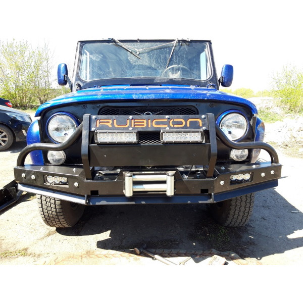Силовой передний бампер RUBICON-2 с малым кенгурином на УАЗ-469, Хантер, Барс