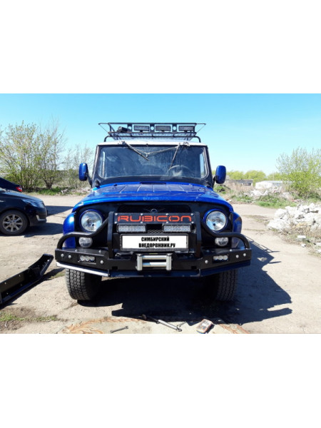 Силовой передний бампер RUBICON-2 с малым кенгурином на УАЗ-469, Хантер, Барс