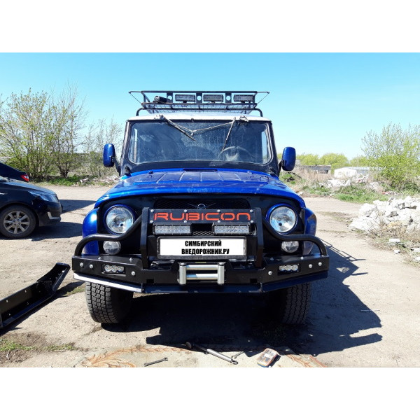 Силовой передний бампер RUBICON-2 с малым кенгурином на УАЗ-469, Хантер, Барс