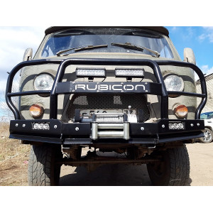 Силовой передний бампер RUBICON-6 с увеличенным трубным кенгурином на УАЗ-452, 3303, 39094