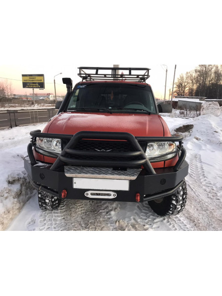 Силовой передний бампер Гладиатор с кенгурином на УАЗ Патриот, Пикап, Карго