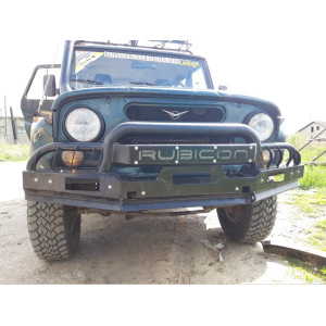 Силовой передний бампер RUBICON-3 с малым трубным кенгурином на УАЗ-469, Хантер, Барс