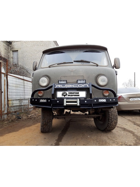Силовой передний бампер RUBICON-4 с малым кенгурином на УАЗ-452, 3303, 39094