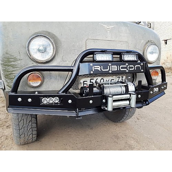 Силовой передний бампер RUBICON-4 с малым кенгурином на УАЗ-452, 3303, 39094