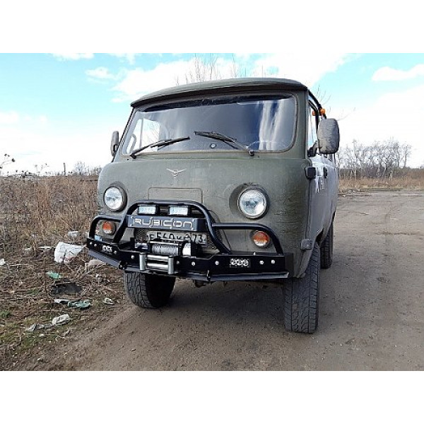 Силовой передний бампер RUBICON-4 с малым кенгурином на УАЗ-452, 3303, 39094